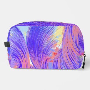 Stylish Pink blue Abstract Feathers Dopp Kit