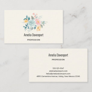 Stylish Pink & Blue Flower Bouquet Business Card