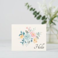 Stylish Pink & Blue Flower Bouquet Hello