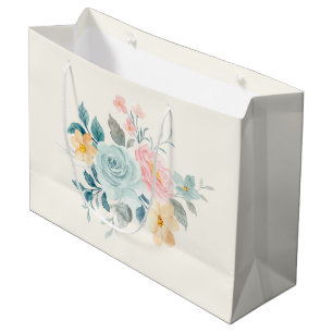  Stylish Pink & Blue Flower Bouquet Large Gift Bag