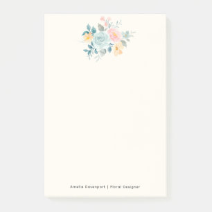 Stylish Pink & Blue Flower Bouquet Post-it Notes