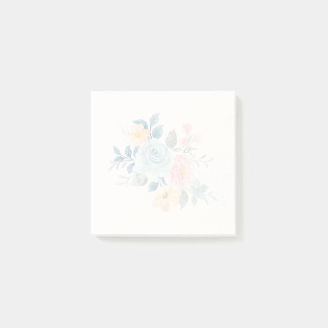 Stylish Pink & Blue Flower Bouquet Post-it Notes (Front)