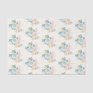 Stylish Pink & Blue Flower Bouquet Tissue Paper