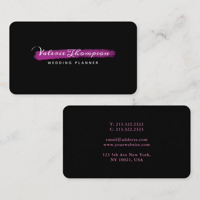 Stylish Pink Brush Stroke Signature Business Card (Front/Back)