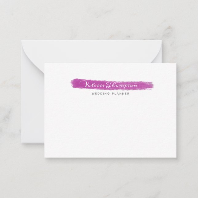 Stylish Pink Brush Stroke Signature Card (Front)