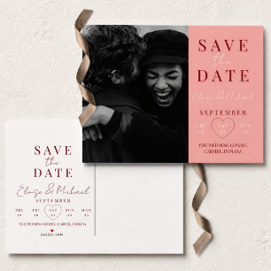 Stylish Pink Calendar Photo Wedding Save The Date Announcement Postcard