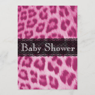 Stylish Pink Cheetah Print Baby Shower Invitation