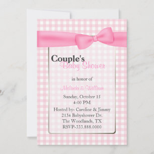 Stylish Pink Chequered Couple's Baby Shower Invitation