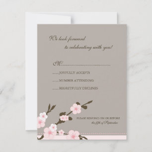 Stylish Pink Cherry Blossoms RSVP Response Card