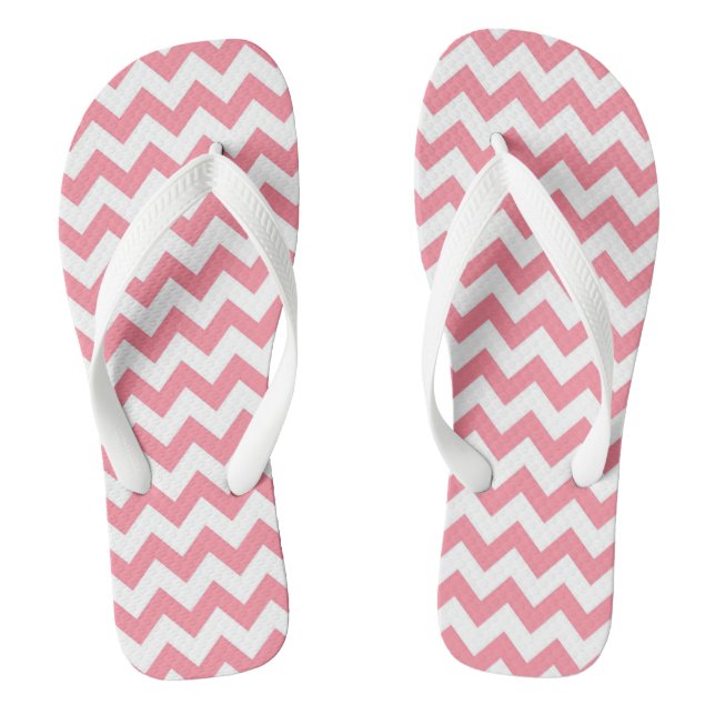 Stylish Pink Chevron Patterned Flip Flops (Footbed)