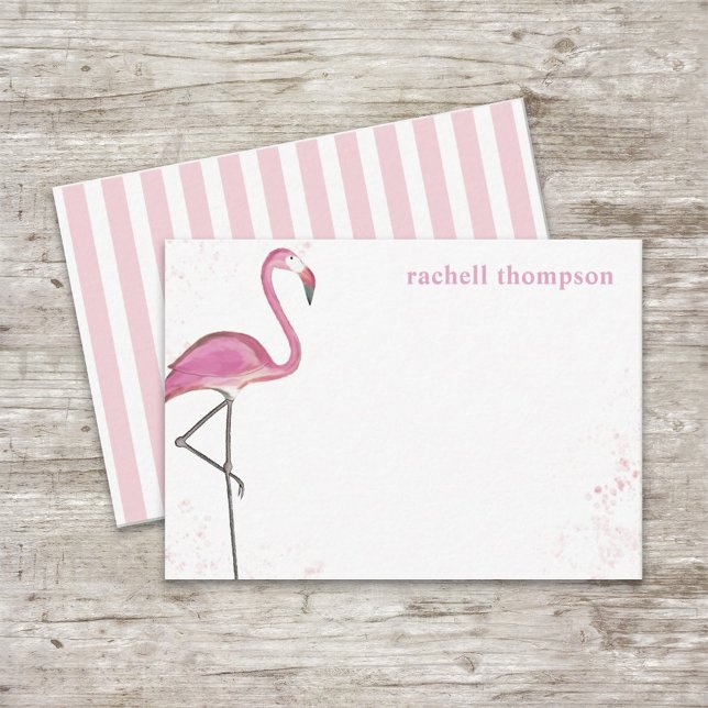 Stylish Pink Chic Flamingo Simple Watercolor Card (Creator Uploaded)