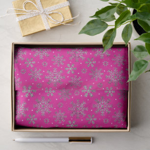 Stylish Pink Christmas w/ Elegant Snowflakes Tissue Paper