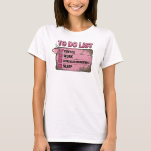 Stylish Pink COFFEE WORK TRUE CRIME T-Shirt