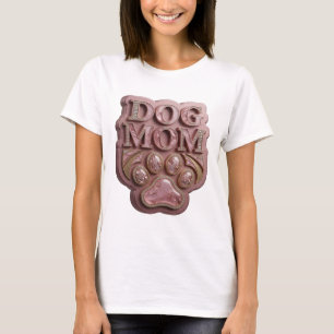 Stylish Pink DOG MOM Graphic Design T-Shirt