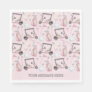Stylish Pink Feminine Golf Design Personalised Napkin