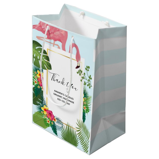 Stylish Pink Flamingo Tropical Business Medium Gift Bag (Front Angled)