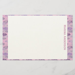 Stylish Pink floral Border Personalised Name Stationery