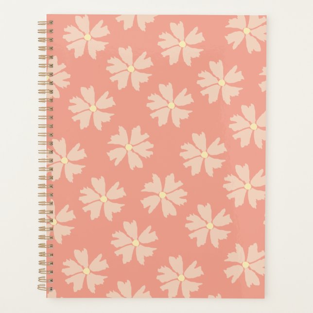 Stylish Pink Floral Pattern Rose Pink Planner (Front)