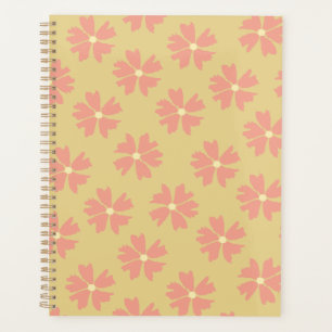 Stylish Pink Floral Pattern Yellow Planner