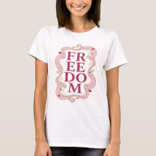 Stylish Pink FREEDOM 3D Text Art T-Shirt