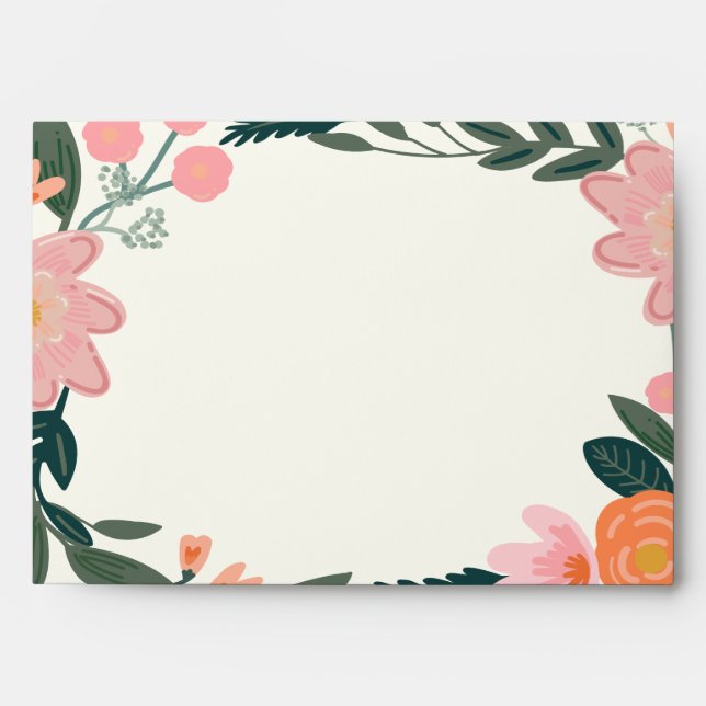 Stylish Pink Garden Floral Custom Bridal Shower Envelope (Front)