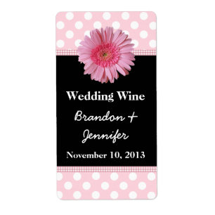 Stylish Pink Gerber Daisy Mini Wine Labels