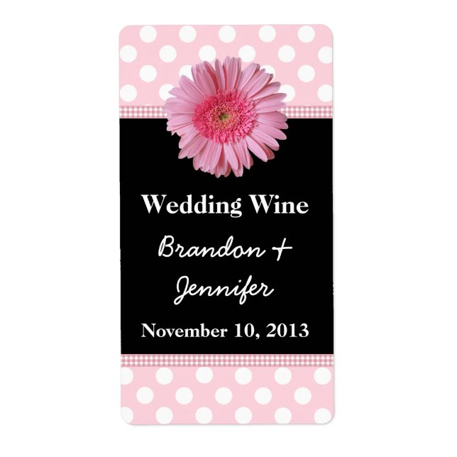 Stylish Pink Gerber Daisy Mini Wine Labels (Front)