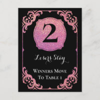 Stylish Pink Glitter Bunco Two Table Card