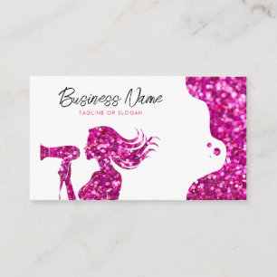 Stylish Pink Glitter Lady Hairdresser Appointment Card