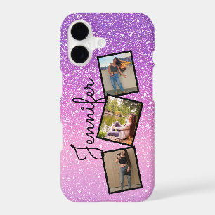 stylish pink glitters 3 photos collage girly chic