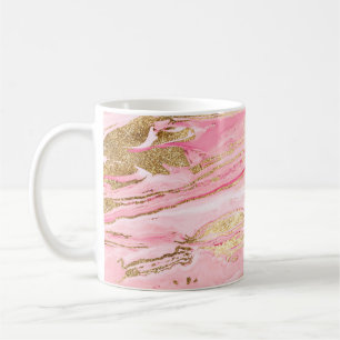 Stylish Pink Gold Abstract Marble Liquid Paint Coffee Mug