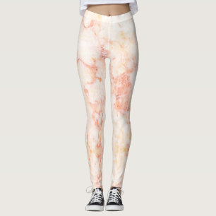 Stylish Pink Gold Blush Marble Leggings