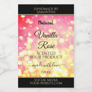 Stylish Pink Gold Glitter Product Packaging Labels