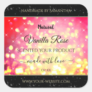 Stylish Pink Gold Glitter Product Packaging Labels