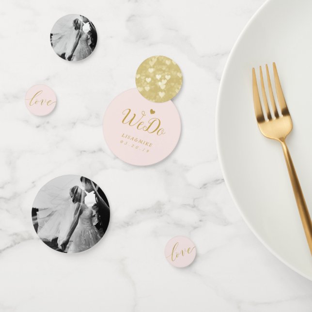 Stylish Pink Gold Wedding Personalised Table Confetti (Group)