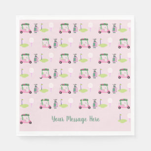 Stylish Pink Golf Design Personalised Messaage Napkin