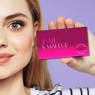 Stylish Pink Gradient Mirror Font Classic Logo Business Card