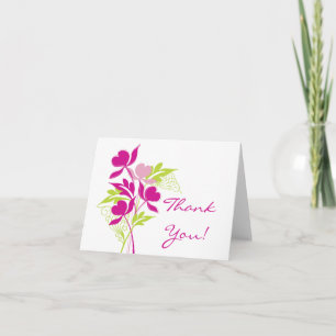 Stylish Pink & Green Bouquet Thank You Note Card