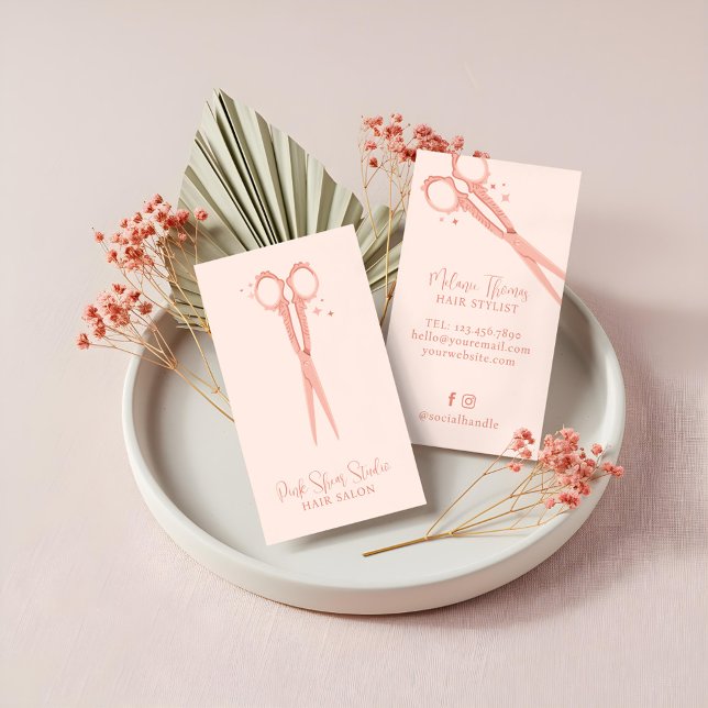Stylish Pink Hair Salon Vintage Sparkle Scissors Business Card (Stylish Pink Hair Salon Vintage Sparkle Scissors Business Card)
