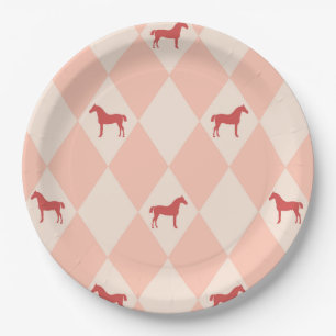 Stylish Pink Harleqiun Horse Pattern Paper Plate