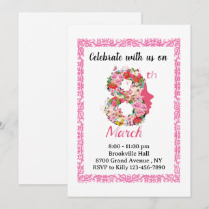 Stylish pink International Women's Day Floral card