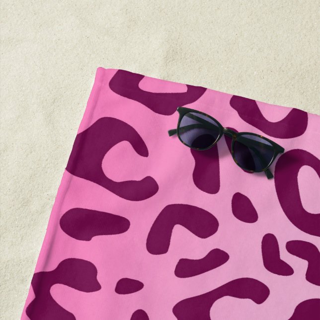Stylish Pink Leopard Print Beach Towel (In Situ)