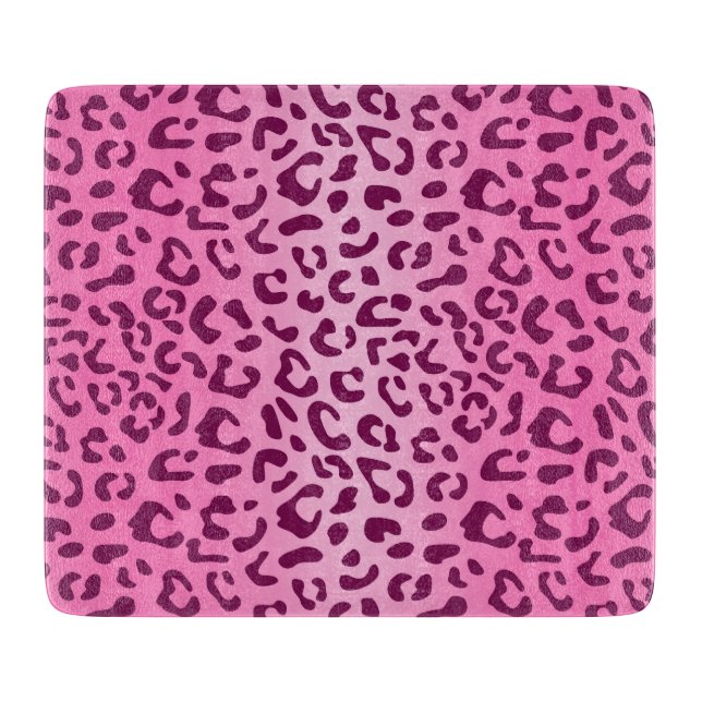 Stylish Pink Leopard Print Cutting Board (Front)