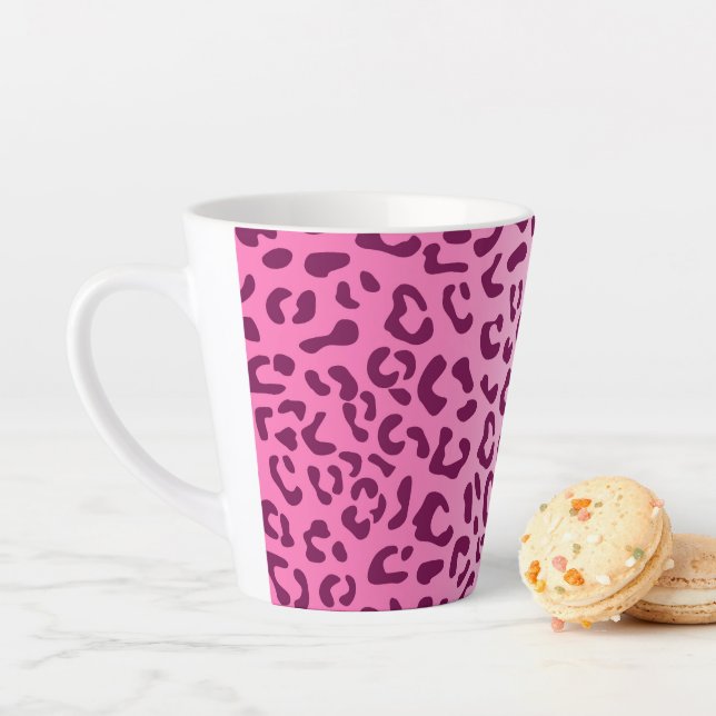Stylish Pink Leopard Print Latte Mug (In Situ)