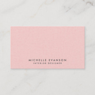 Stylish Pink Linen Minimalist Professional Business Card