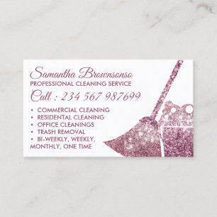 Stylish Pink Luxury Cleaning Maid Janitorial Business Card