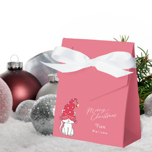 Stylish Pink Merry Christmas Modern Cute Cat Favour Box