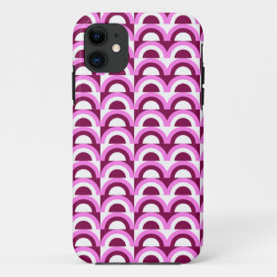 Stylish Pink mid century psychedelic pattern iPhone 11 Case