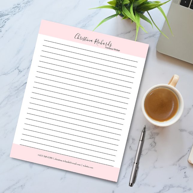 Stylish Pink Minimalist Lined Notepad (Creator Uploaded)