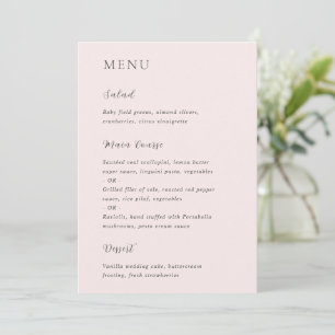 Stylish Pink Modern Wedding Menu